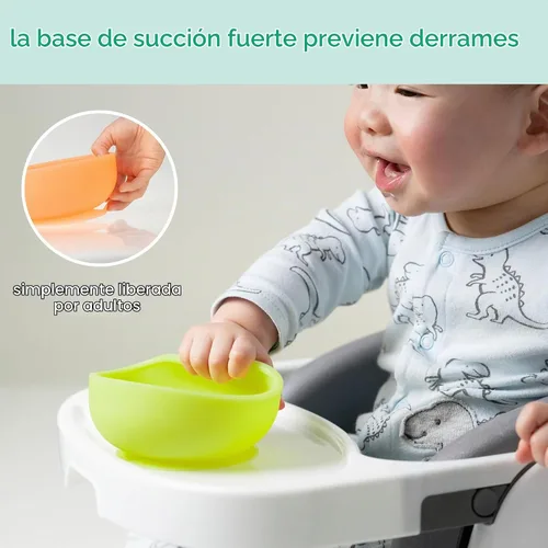 Vista 4 de Olababy Juego de 2 piezas de alimentación avanzada para bebé, incluye cuchara de entrenamiento y cuenco de vapor Kiwi / Lima