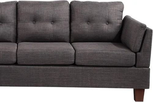 Vista 5 de Lilola Home Dalia - Sofá seccional moderno de lino gris oscuro de 97 pulgadas de ancho con diván orientado a la izquierda