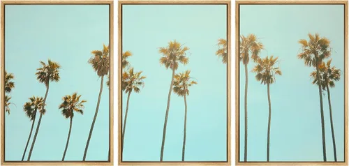 Vista 29 de SIGNWIN Lienzo enmarcado para pared, vista aérea de palmeras tropicales en un cielo azul, fotografía del océano costero, arte moderno, panorámico