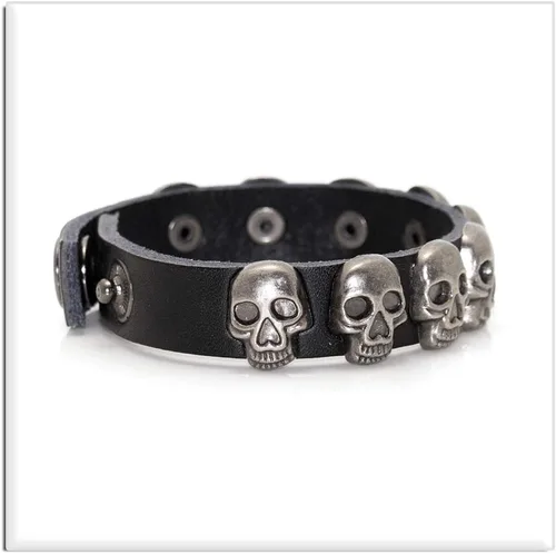 Vista 5 de Xusamss Pulsera de cuero con hebilla de aleación punk rock, muñeca de 7.5 pulgadas