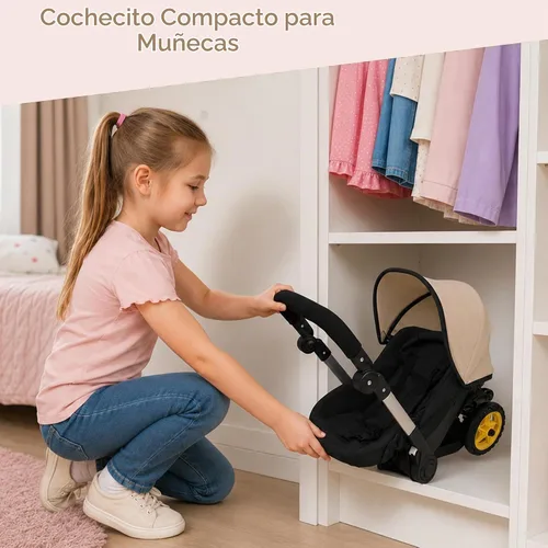 Vista 4 de Cochecito de coche de muñeca para bebé, cochecito convertible 2 en 1 y asiento de coche para niños, se adapta a muñecas de hasta 20 pulgadas