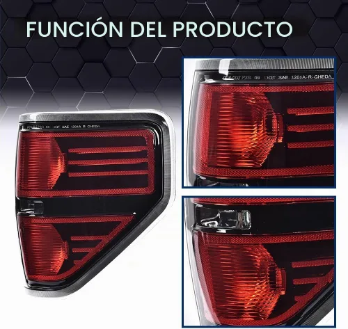 Vista 8 de PIT66 Luces Traseras, Compatible con Ford F150 2009 2010 2011 2012 2013 2014 Pickup SVT, Lente Negro, Acabado Cromado, Juego de Lámparas Traseras 1