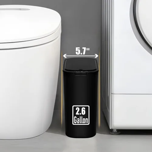 Vista 3 de TIPGO - Cubo de basura automático con sensor de movimiento para baño con tapa, basurero táctil de 2.6 galones, papelera de basura inteligente
