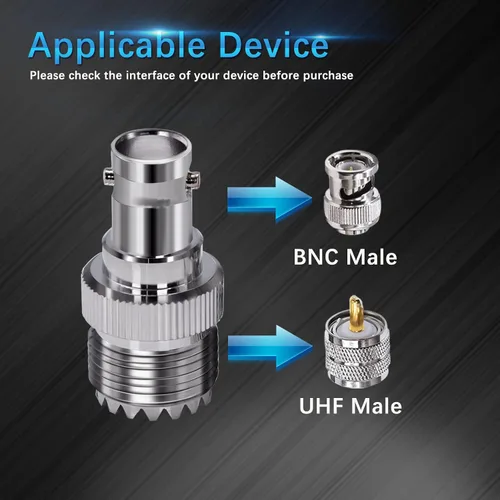 Vista 3 de TUOLNK Adaptador coaxial RF BNC a UHF PL259 SO239 a conector de toma BNC hembra para cable de extensión 2 piezas