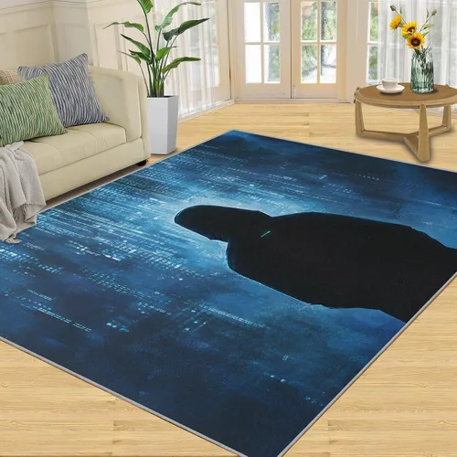 Vista 3 de Cyberpunk - Alfombras para dormitorio, alfombra de área Cyberpunk Hacker, alfombras futuristas para sala de estar, alfombra antideslizante