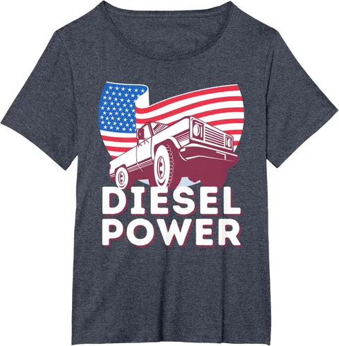 Vista 46 de Diesel Power American Flag - Camiseta de camioneta de mecánico diésel, Negro, S