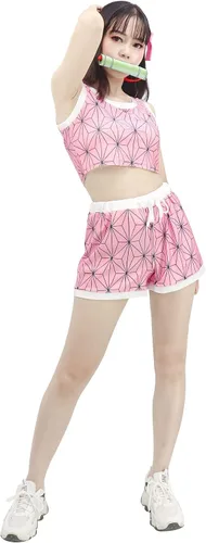 Vista 2 de DAZCOS Pijama deportiva de anime para mujer para Tanjirou Zenitsu Shinobu Mitsuri