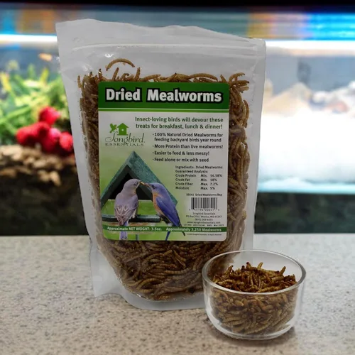 Vista 7 de Songbird Essentials Gusanos de harina secos para aves silvestres, gusanos de harina 100% naturales para pollos, pájaros azules, reptiles y patos