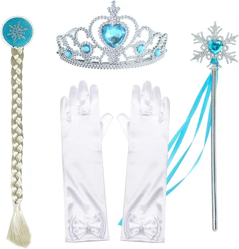 Vista 3 de Luxury Princess - Disfraz de princesa con capa larga brillante para niñas de 2 a 10 años para fiesta de cumpleaños