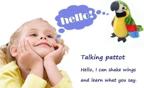 Vista 4 de Vincilee Talking Parrot Repeat What You Say Mimicry - Juguete interactivo de peluche para mascotas, juguetes interactivos para regalar a los niños