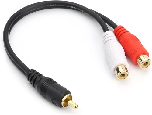 Vista 8 de JSJ Cable divisor RCA hembra a 2 machos, adaptador OFC Y chapado en oro de 8 pulgadas