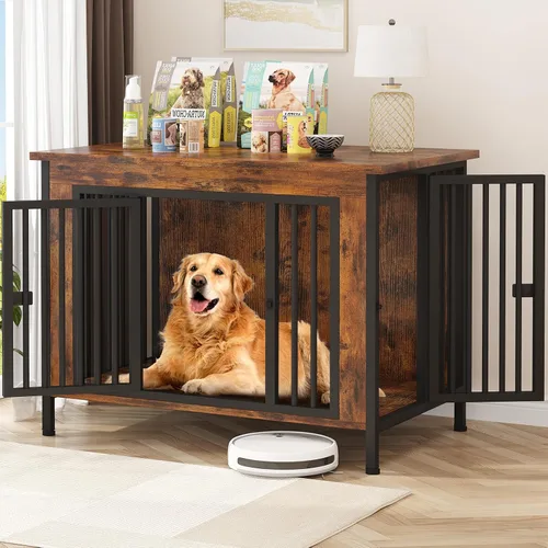 Vista 13 de EasyCom Mueble de jaula para perros para 1 o 2 perros, jaulas resistentes para perros individuales/dobles para perros pequeños, medianos y grandes