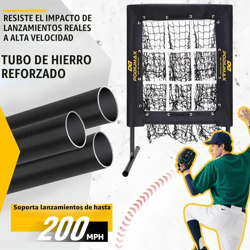 Vista 5 de PodiuMax Baseball Pitching Net, 9 Hole Pitching Net with Strike Zone, 5 Adjustable Heights Baseball Throwing Net for All Ages, Heavey Duty Solo