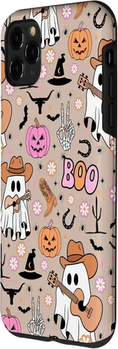 Vista 2 de Funda retro occidental para iPhone 11 Pro Max Fantasma Fantasma Vaquero de Halloween