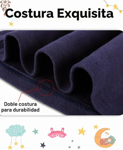 Vista 5 de DAUGHTER QUEEN Pijama de algodón para niñas de 4 piezas, talla 18 meses-12 años