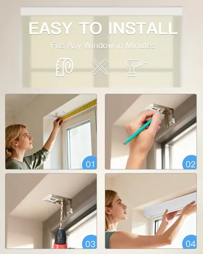 Vista 6 de Tokblind Persianas enrollables motorizadas de filtrado de luz con control remoto, persianas inteligentes para ventanas compatibles con Alexa Google