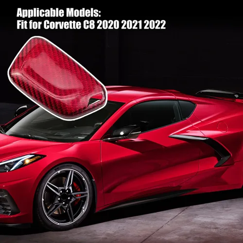 Vista 4 de Funda protectora de llavero de fibra de carbono para Chevrolet Corvette C8 2020 2021 (rojo)