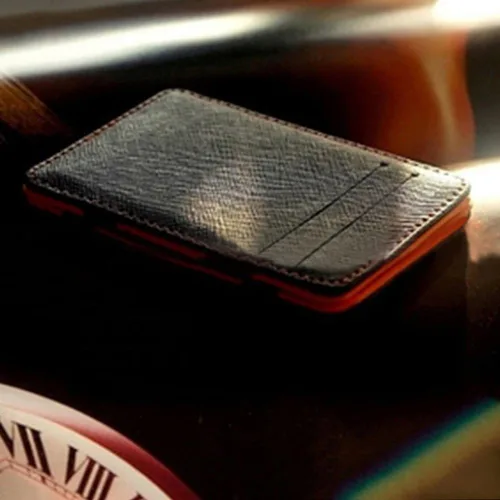Vista 2 de Cartera de piel sintética para hombre con clip para dinero y tarjetas de crédito