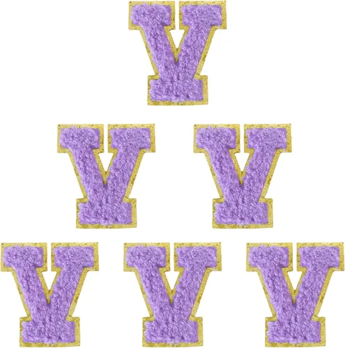 Vista 80 de 6 parches de letras de felpilla autoadhesivas de 2 pulgadas, parches de letras universitarias de la A a la Z, parche de reparación bordado