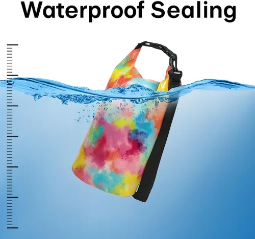 Vista 6 de Personalized waterproof dry bags, customizable with your logo, suitable for kayaking, beach, and boating. (Ocean Tie-Dye)