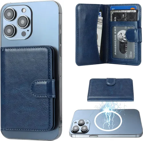 Vista 13 de Bocasal Cartera Magnética para MagSafe, Soporte Magnético para Tarjetas con Bloqueo RFID de Cuero, para iPhone 16/15/14/13/12 Pro/Max/Plus, Cartera