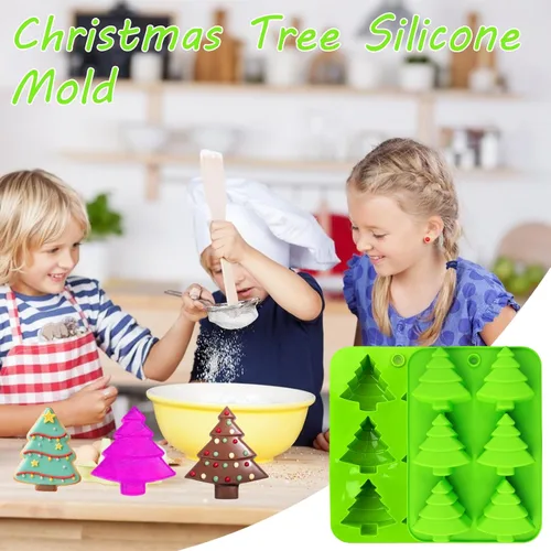 Vista 7 de Molde de silicona para árbol de Navidad, 2 moldes para pastel