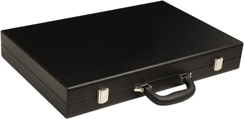 Vista 2 de Juego de Backgammon Premium de 19 pulgadas, tamaño grande, tablero negro, puntos blancos y verdes