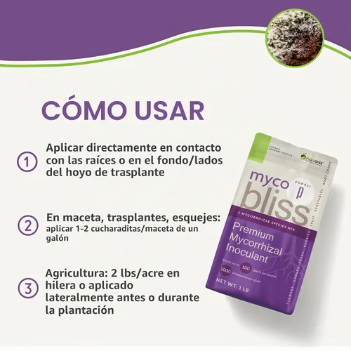 Vista 3 de Myco Bliss mezcla de hongos micorrícicos orgánicos (5 especies de endomicorrizas) para plantas Granular