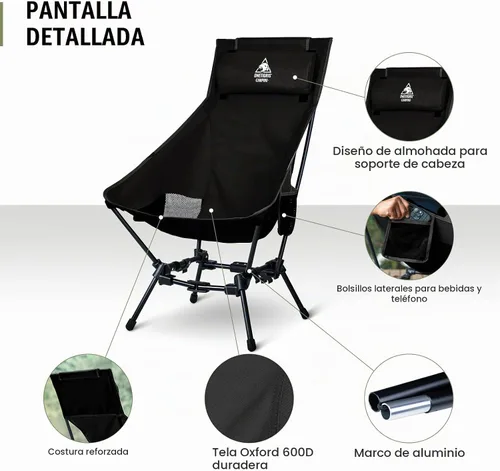 Vista 4 de ONETIGRIS Dragonhide - Silla de campamento de gran tamaño con diseño de almohada, cómodo asiento ampliado plegable, capacidad de 275 libras