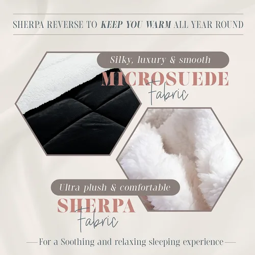 Vista 6 de Elegant Comfort Juego de edredón sherpa ultra afelpado de 2 piezas, color sólido y reverso esponjoso, apto para todas las estaciones, peso pesado
