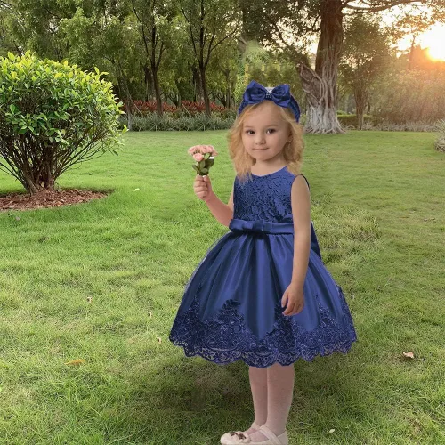 Vista 2 de Vestidos de encaje con tutú bordado para niñas pequeñas de 0 a 6 años