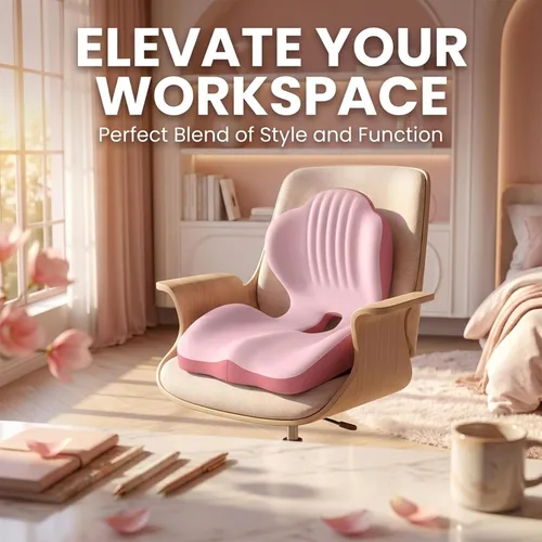 Vista 6 de SakerPlus Cojín ergonómico de espuma viscoelástica con soporte para respaldo, cojín para silla de oficina en forma de L para asiento de automóvil