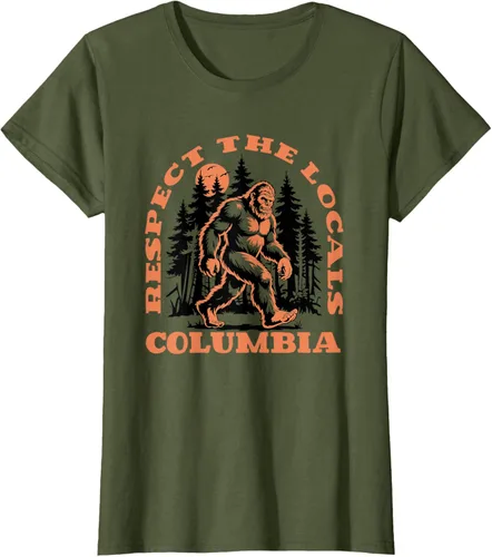 Vista 12 de Columbia Bigfoot Respect the Locals - Camiseta retro Sasquatch