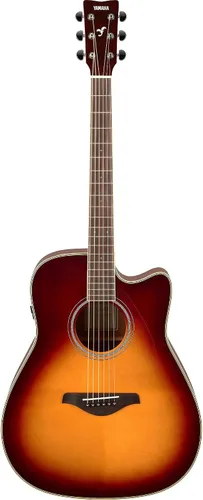 Vista 8 de Yamaha FGC-TA Dreadnought Cutaway Guitarra Transacústica con Chorus y Reverb, Negro Coro y reverberación, negro