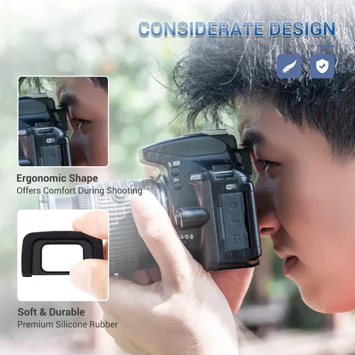Vista 8 de JJC 2 tipos de visor ocular para Nikon D780 D750 D610 D3500 D3400 D5600 D5500 D7500 D7200, diseño largo suave + sombra de ojos original que