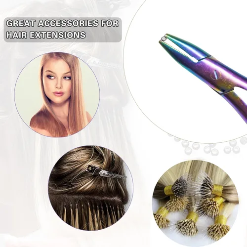 Vista 5 de 500 cuentas de extensión de cabello con micro anillo con forro de nano silicona para extensiones de cabello humano con punta nano de Negro