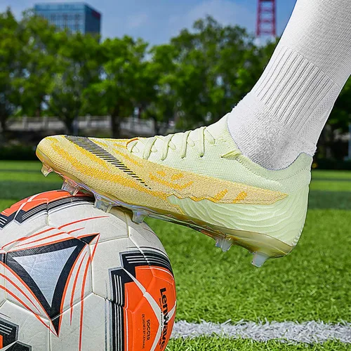 Vista 6 de Wxbzbhwxc Zapatos de fútbol para hombres y mujeres, tacos de fútbol para niños y jóvenes, FG AG, zapatos de fútbol de caña alta para entrenamiento