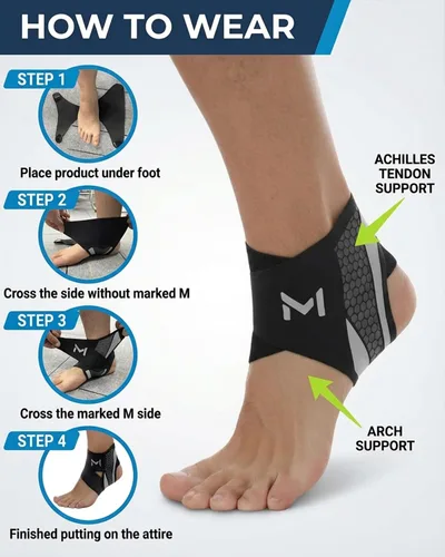 Vista 7 de Tobillera estabilizador de compresión con cordones para deportes de baloncesto, recuperación de esguinces para hombres y mujeres, ajustable