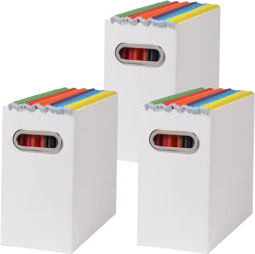 Vista 15 de Caja organizadora de archivos plegable con asa, 12.20 x 5.11 x 9.84 pulgadas, organizador de archivos para el hogar u oficina, pequeña caja de Negro