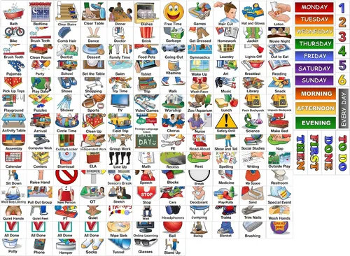 Vista 6 de SchKIDules V-KIt - Horario visual portátil listo para carpetas para niños con tablero de 8.5 x 11 pulgadas y 150 iconos laminados más 21 encabezados