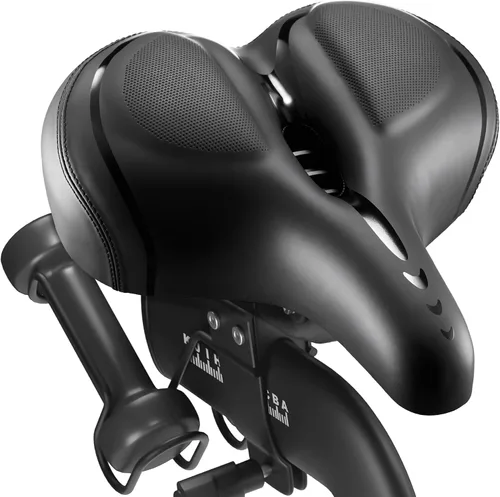Vista 10 de Asiento de bicicleta grande y cómodo, sillín ancho con absorción de impactos, cojín de bicicleta de ejercicio de gran tamaño con espuma