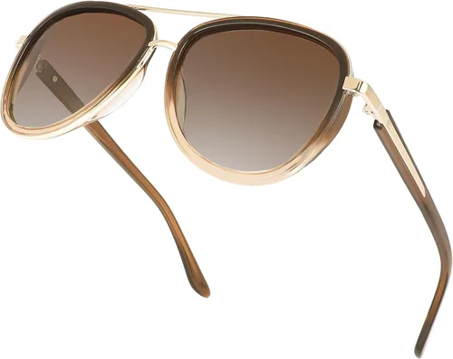 Vista 7 de BIRCEN Gafas de sol polarizadas para mujer con protección UV - Sombras retro espejadas con montura de acetato BC2001 A-Rosa
