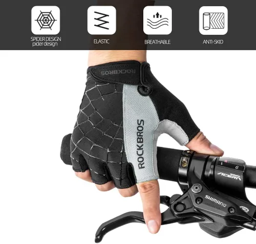 Vista 7 de ROCKBROS Guantes de ciclismo para hombre, guantes de bicicleta de montaña, guantes de bicicleta SBR Pad antideslizante guantes de conducción