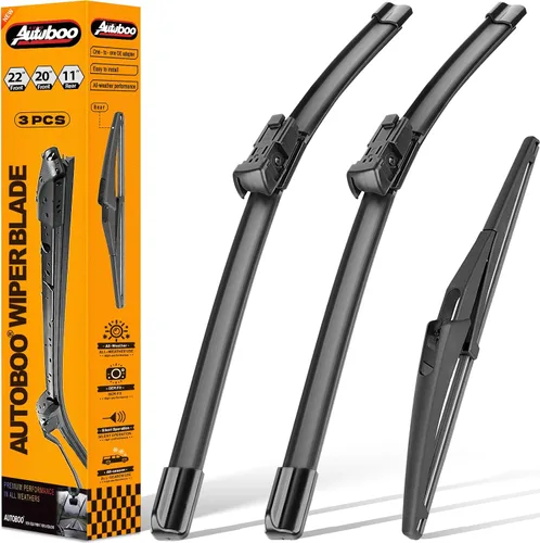 Vista 14 de AUTOBOO Limpiaparabrisas de 15 + 15 pulgadas con limpiaparabrisas trasero de 13 pulgadas de repuesto para Jeep Wrangler JK 2008-2018, Jeep Wrangler