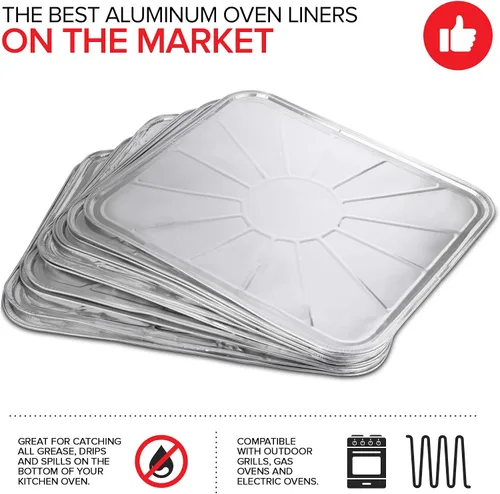 Vista 3 de Revestimientos desechables de aluminio para horno (paquete de 10) forros de horno para la parte inferior del horno eléctrico y horno de gas, bandeja