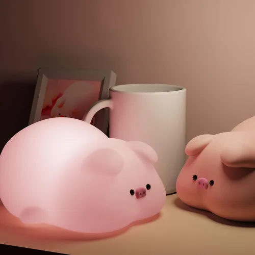 Vista 18 de Flamingo Night Light for Kids, Pink Silicone Squishy Dimmable Nursery Lamp Lámpara Flamingo