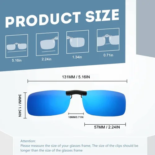 Vista 2 de Long Keeper Gafas de sol polarizadas con clip sin montura para mujeres y hombres, cuadrados, no abatibles, para pesca, conducción
