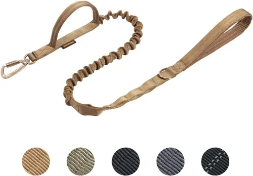 Vista 10 de EXCELLENT ELITE SPANKER Correa táctica militar para perro, clips de gancho de aluminio espaciales, correa elástica para perro con 2 asas de control