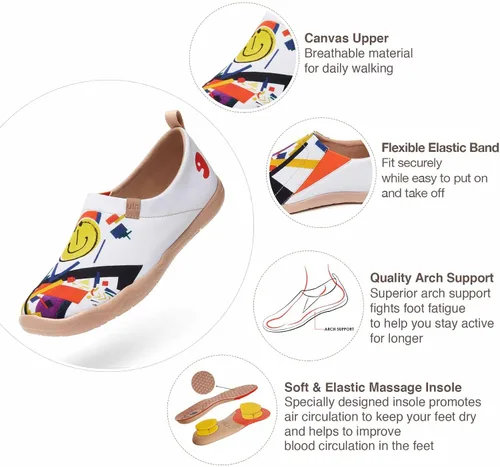 Vista 4 de UIN Zapatos planos de lona para hombre, ligeros, para caminar, casuales, cómodos, pintados con arte