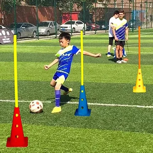 Vista 7 de Bastones de entrenamiento de agilidad de fútbol, paquete de 5 unidades, color amarillo, bastones de slalom de velocidad para equipos deportivos
